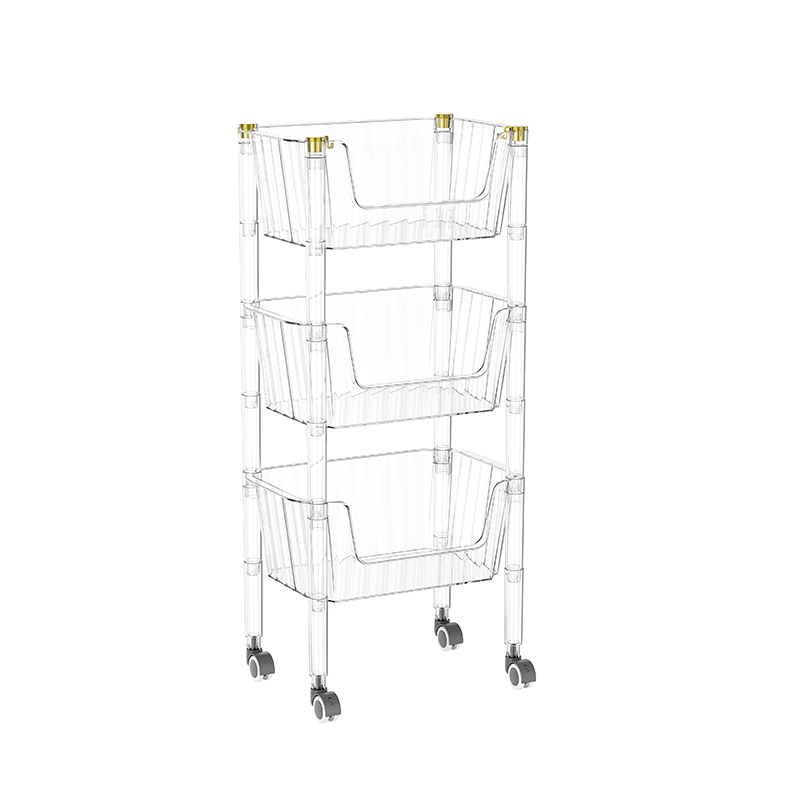 Jelas 3 keranjang utiliti laci dengan roda